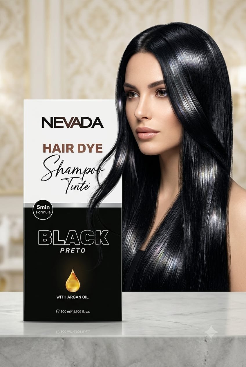 Hair Dye Shampoo Nevada - Color Negro Intenso en solo 5 Minutos