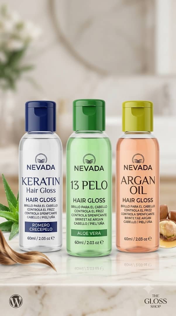 Nevada Hair Gloss - Brillo, Control de Frizz y Versatilidad para Cabello, Piel y Uñas